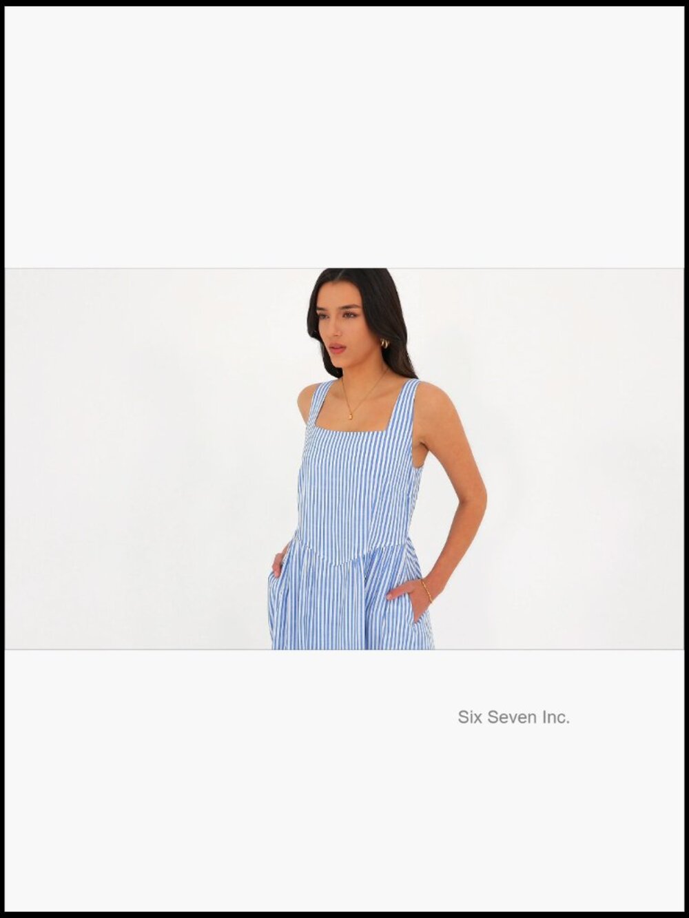 Maxi Dress Striped Sundress Smocked A Line Flowy Beach Vacation Party - Picture 7 of 7